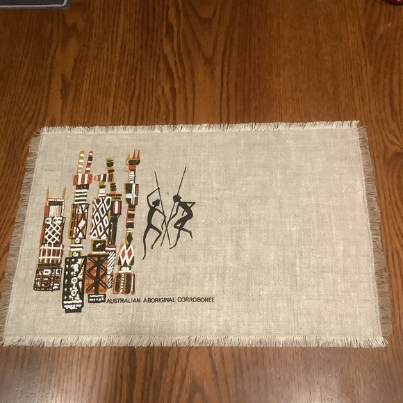Seven Australian Aboriginal Corroboree Natural Material Placemats - Picture 5 of 11